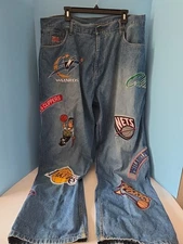 Vintage 90s UNK Size 40 NBA Patched Lakers Celtics Nets Wizards Jeans Cotton