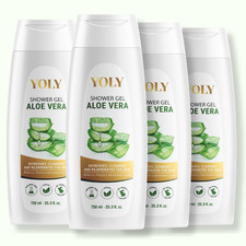 Yoly Aloe Vera Shower Gel – Soothing & Refreshing Cleanse, 25.3 fl oz (4-Pack) 0.82 per gallon
