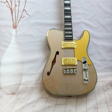 TL Thinline Electric Guitar Champagne Gold Sparkle Finish Semi-Hollow Body
