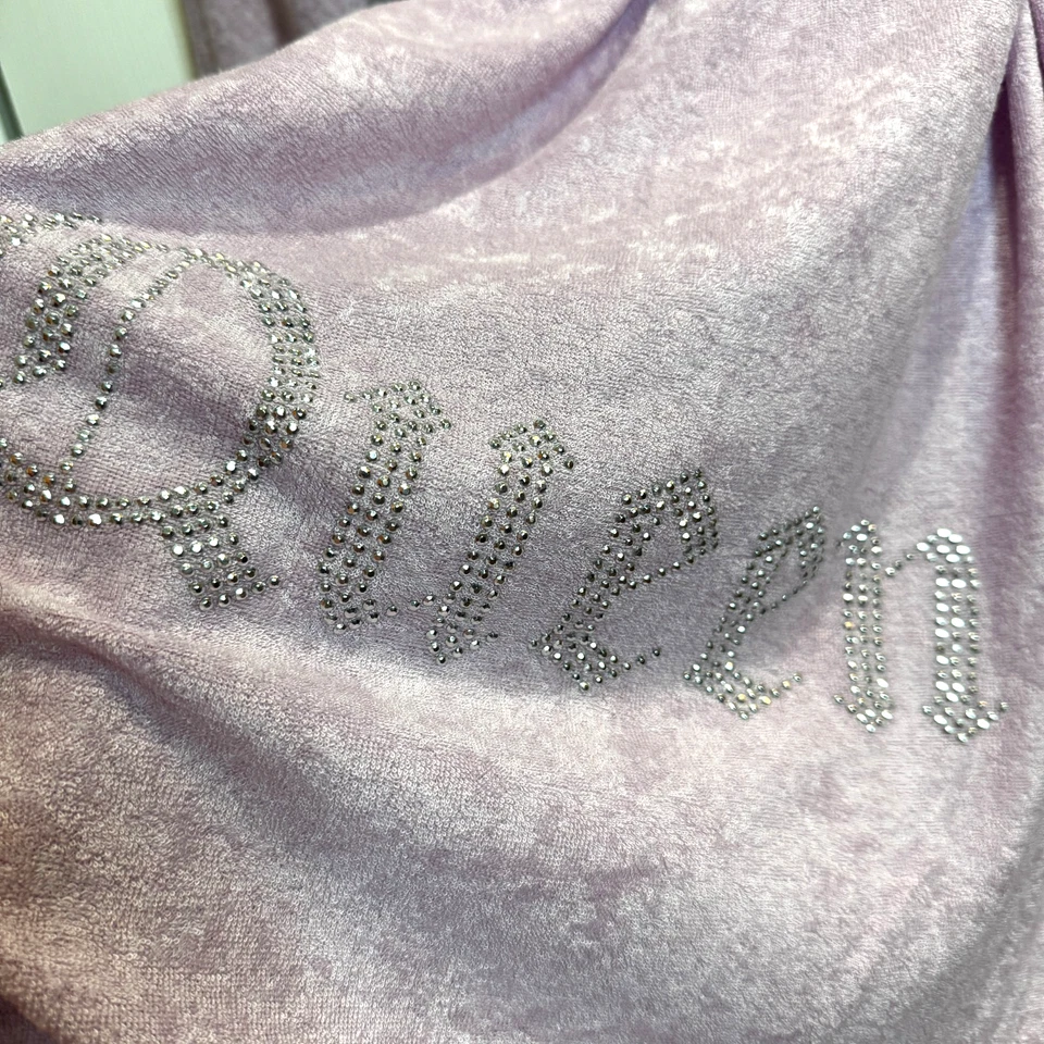 Juicy Couture Womens S/M Pink Purple Bling Queen Terry Sleep Robe Lounge 90s Y2K - Image 3 of 4