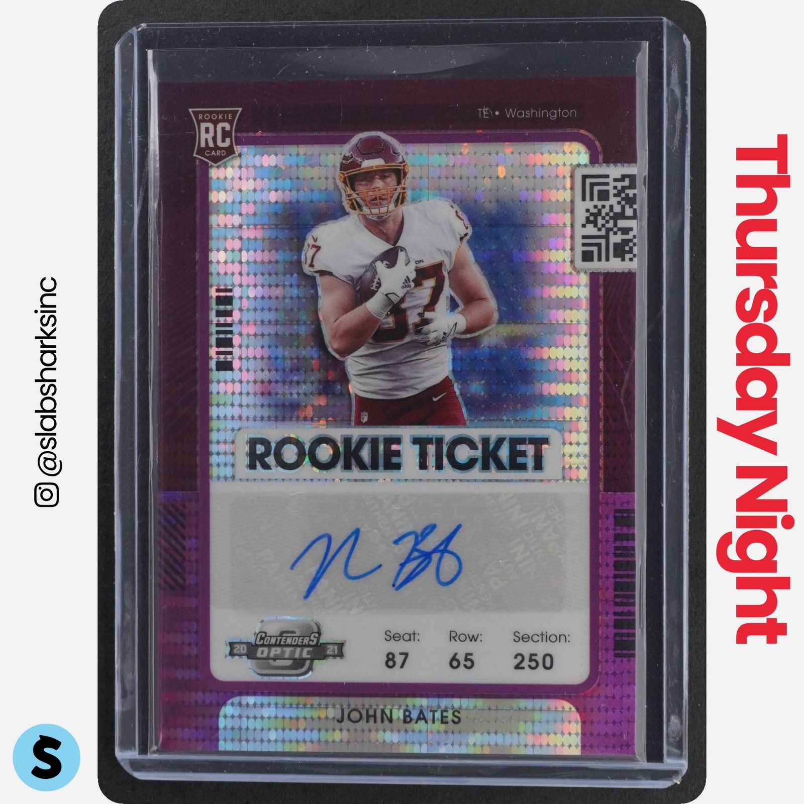 John Bates Panini Contenders Optic #177 Autograph Purple Pulsar
