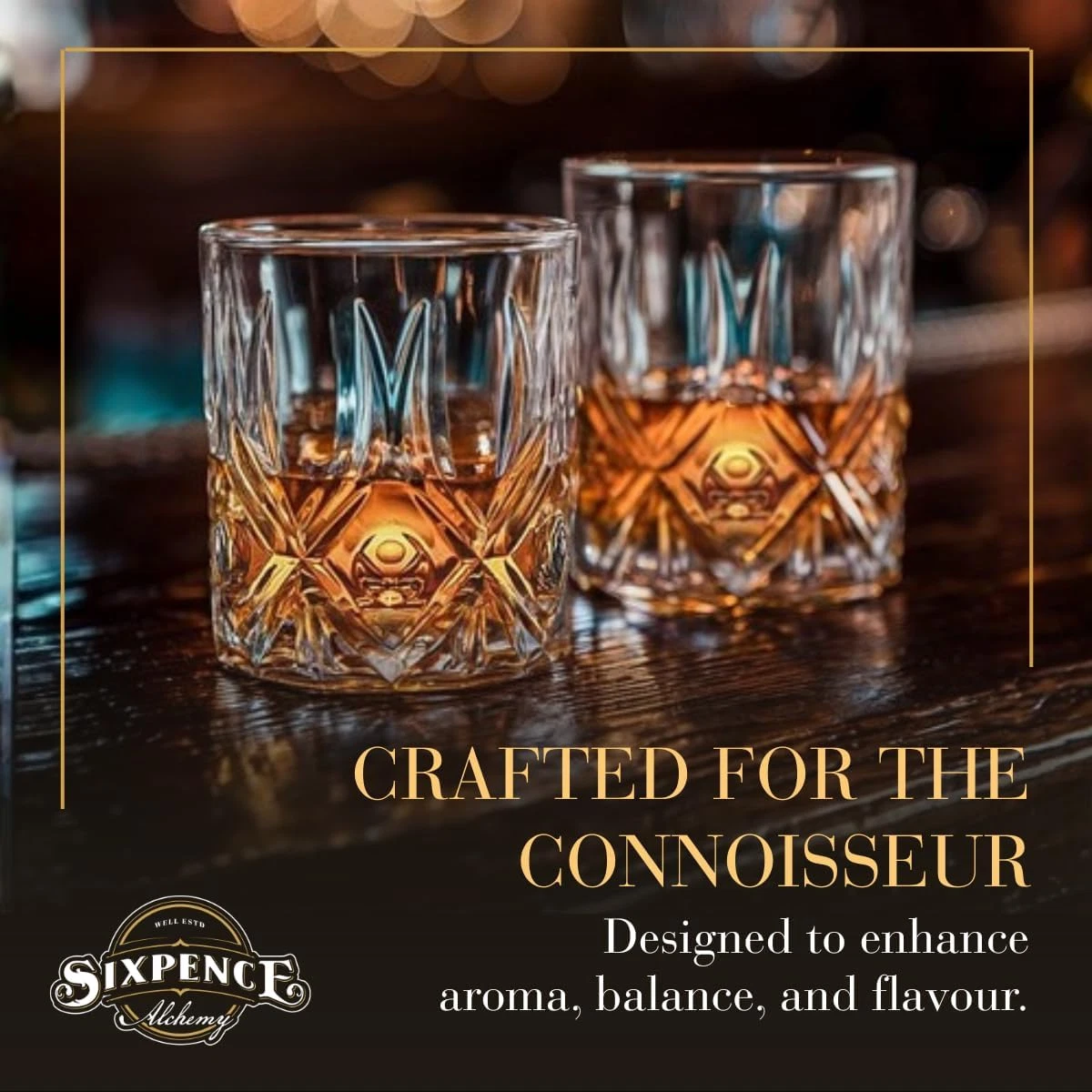 Crystal Whiskey Glasses | Set of 2 Lead-Free Hand-Cut Tumblers for Smoked Cockta