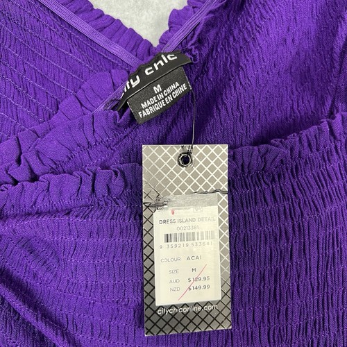 City Chic Maxi Dress Womens M 18 Purple Off The Shoulder Island Detail Split New - Picture 4 of 9