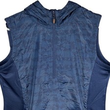 Cutter & Buck Women's Navy Blue Dot Quarter Zip Sleeveless Hoodie Vest Large