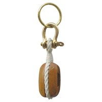 Blockrolle-SchlüSselanhäNger AnhäNger Aus Holz/Messing/Tauwerk 3 X 9,5 Cm