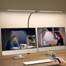 Desk Lamp Home Office 15W Dual Screen Monitor Light Clamp Gooseneck Black