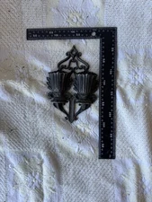 Vintage Ornate Metal Double Wall Pocket Planter Vase – Floral Shabby Chic