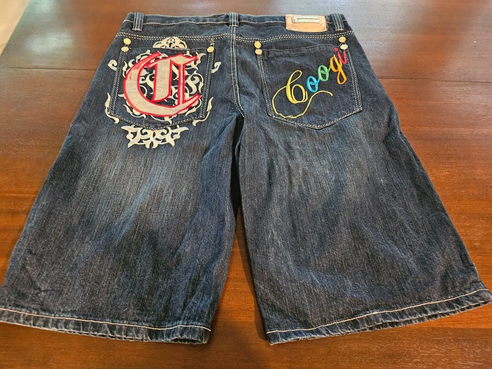 Pantalones Cortos Vaqueros COOGI Denim Para Hombre Talla 40 Bordado Logo Gráfico Foto 2 de 4