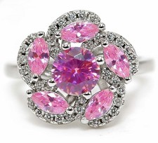 3CT Treated Pink Sapphire  Topaz 925 Solid Sterling Silver Ring Jewelry Sz 7