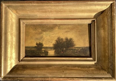 Ecole de Barbizon, Suiveur de Corot, Paysage, huile / panneau, daté 1858 ? - Photo 1/4