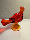 New Martinsville/Viking Art Glass Amber Orange Bird Figurine Glossy Decor — photo 5