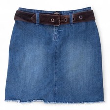 Vintage 90s Route 66 Denim Mini Skirt w Corduroy Back Panel Size 10