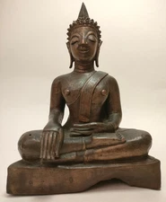 ANCIENNE SCULPTURE STATUE BRONZE THAILANDAISE BOUDDHA XIXème  CHINOISE JAPONAISE