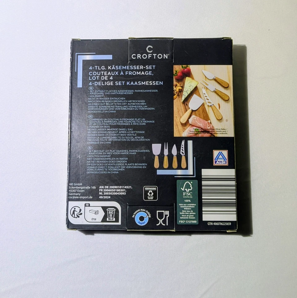 Käsemesser Set 4 teilig Holz Crofton Parmesanmesser Hartkäsemesser Käsegabel - Bild 2 von 2