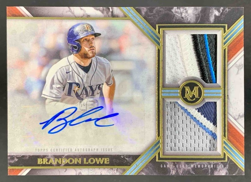 Brandon Lowe 2022 Topps Museum Signature Swatches Dual Patch Auto /25