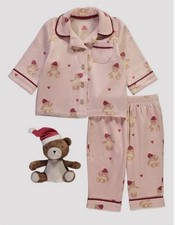 CHRISTMAS SANTA TEDDY BEAR FLEECE PYJAMAS & TOY BABY  3-6 MONTHS SOFT