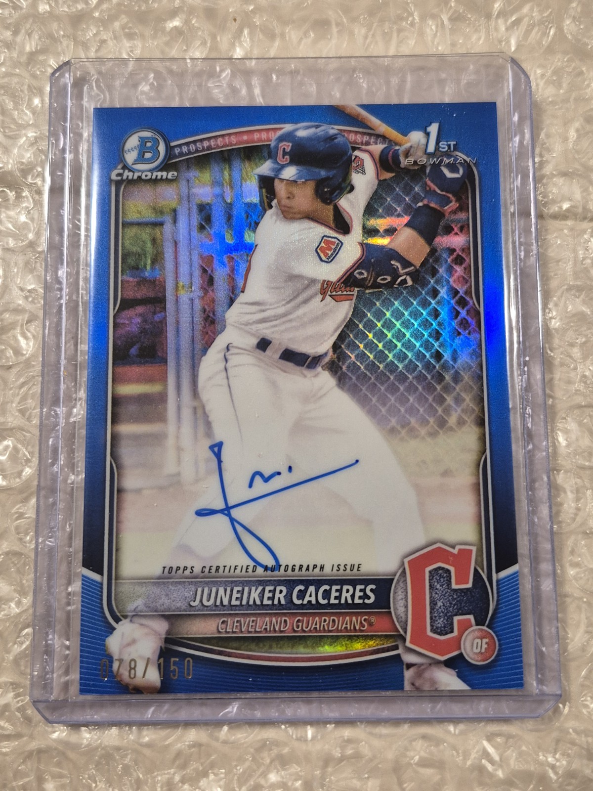 2025 Bowman Chrome Juneiker Caceres 1st Blue Refractor Auto /150. True Blue 🔥