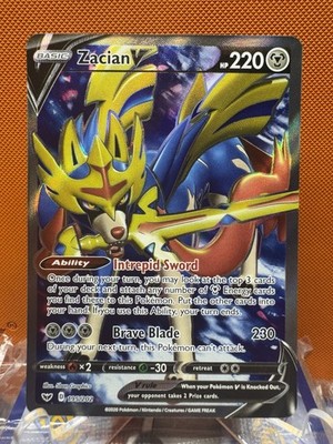Zacian V 195/202 Sword & Shield NM Full Art Ultra Rare Pokemon Card 1822 |  eBay