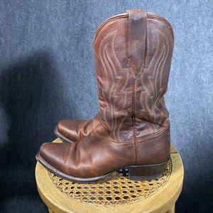 Dan Post Mens Black Leather Western Rodeo Flame Stitch Cowboy Boots 7.5EW 40.5 Mens Flame Cowboy Boots en vente | eBay main image 4