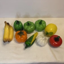 Murano Style Art Glass Fruits & Vegetables Lot of 9
