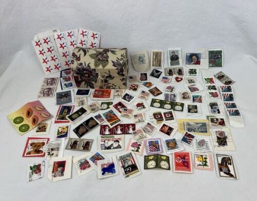 Mixed Lot of 130 U.S. Postage Stamps, 1980’s 1990’s 2000’s + Keepsake Box - Picture 12 of 15