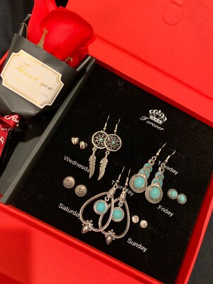 Handmade 7 Days of the Week Earrings Set - Weekly Jewelry Gift Set #104