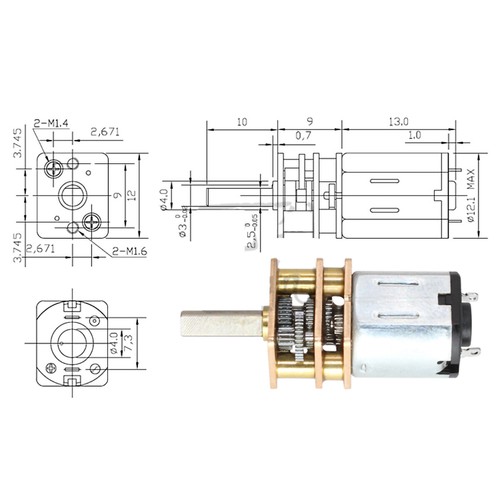 GM12-N10 Reversible Gear Motor DC 1.5V 3V 6V Precision Micro Metal Gearmotors - Picture 3 of 8
