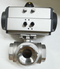 TECHTONGDA NPT 2" 3 Way Pneumatic Actuated Ball Valve Double Acting New