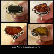 BALTIC CHERRY HONEY or MULTICOLOR AMBER STERLING SILVER HANDMADE RING
