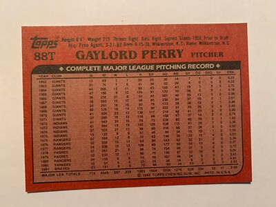 GAYLORD PERRY TOPPS TRADED #88T - 1982 | eBay