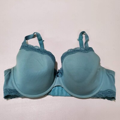 Ambrielle Women Bra 40DD Blue Organic Cotton Demi Underwire Adjustable Straps