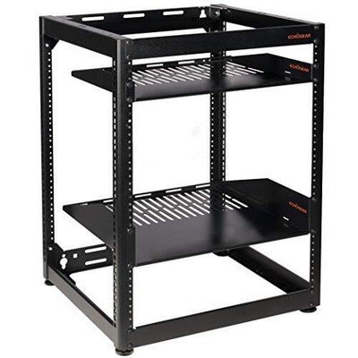 15u Open Frame Rack For Servers Av Gear Heavy Duty 4 Post Design Includes 2 Vent