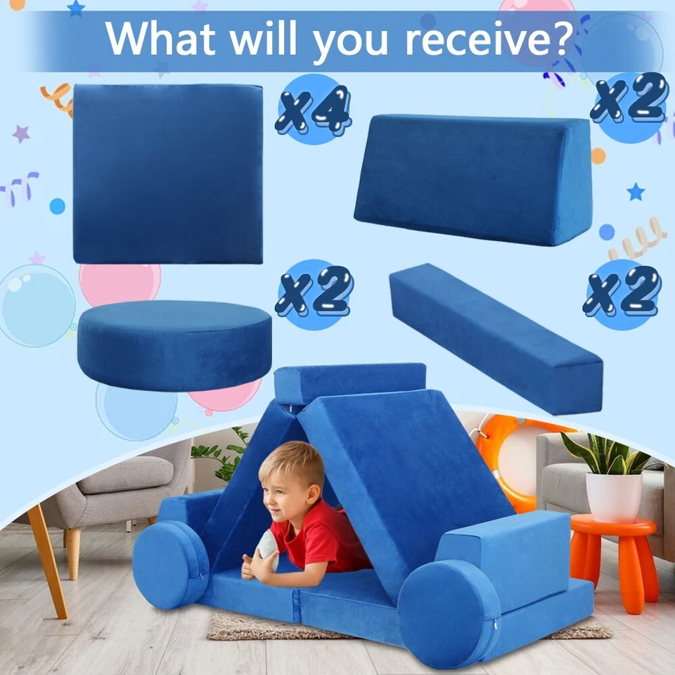 Modular Kids Couch 10Pcs Child DIY Play Sofa for Sleeping Playroom Bedroom - Image 3 of 4