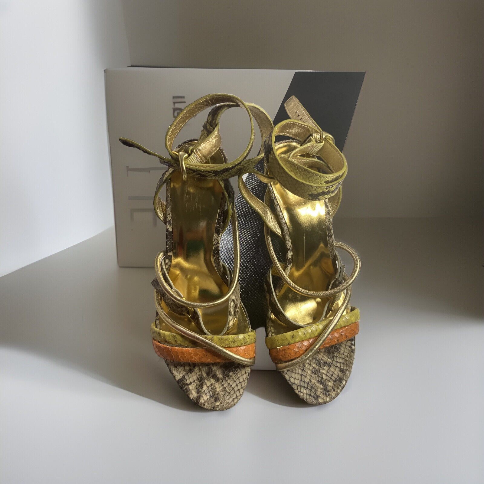 Coach Florence Heels Printed Python Snake Strap S… - image 1