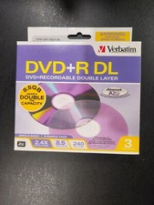 Verbatim DVD R DL DVD Recordable Double Layer 3 Pack in Jewel Cases - Unopened