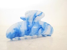 Marbled turquoise blue and white acrylic hair claw clip