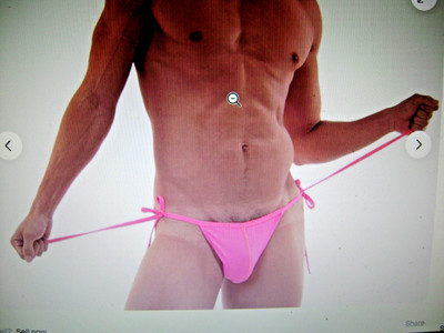 RARE ''BARCODE BERLIN'' SEXY PINK MEN'S STRING BIKINI, SIZE LG. NOS VINTAGE