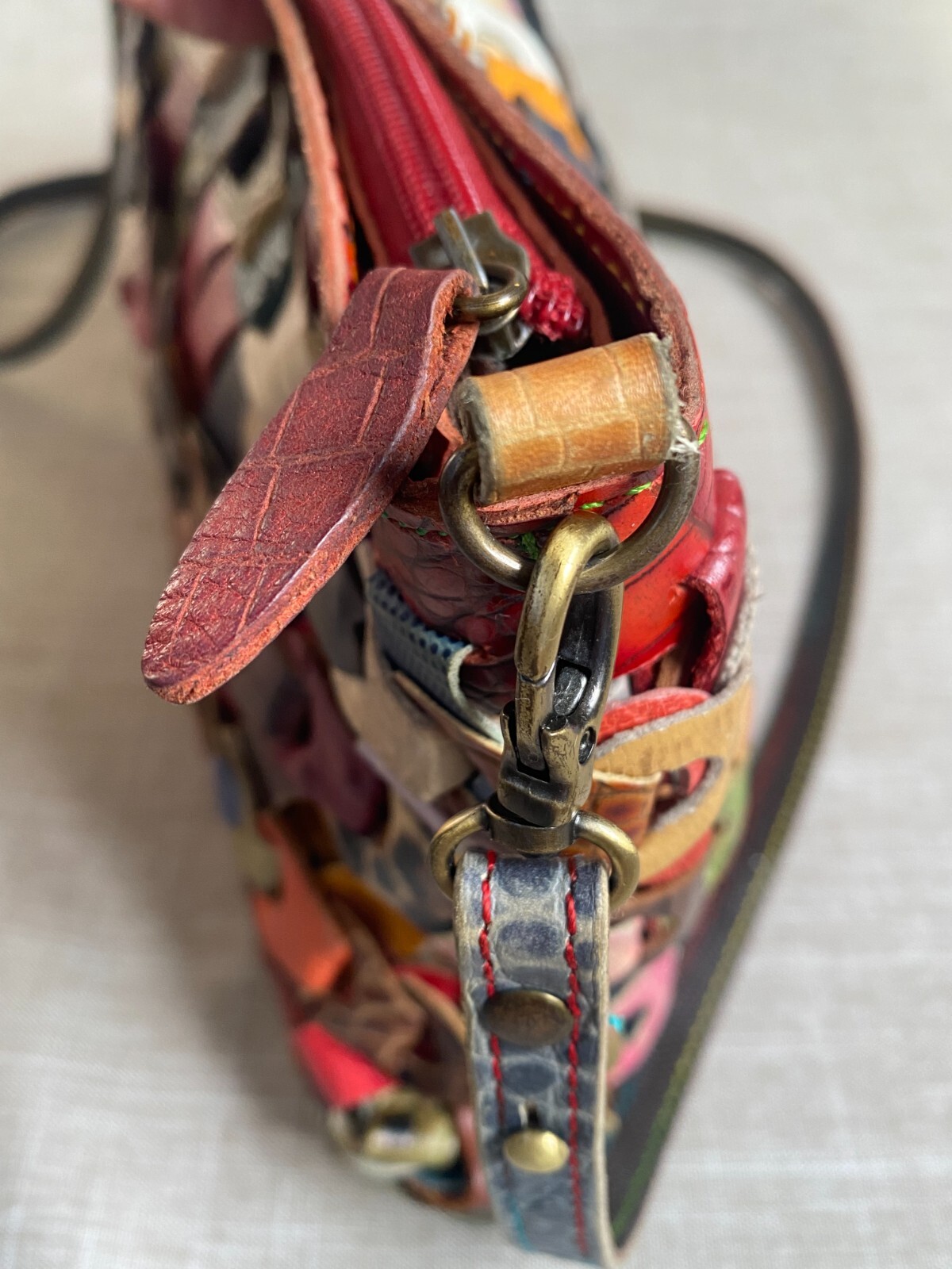 Vintage Leather Patchwork Multicolour Multi-Textu… - image 10