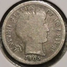 Silver Dime - Barber - 1905-S