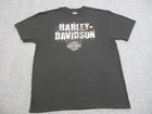 Harley Davidson Shirt Mens Extra Large Black Shatter Spell Out Logo Motorcycle