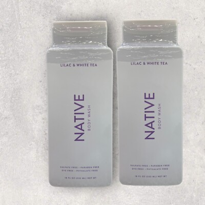 2 x Native Body Wash LILAC & WHITE TEA Sulfate Free 18 Fl Oz EA