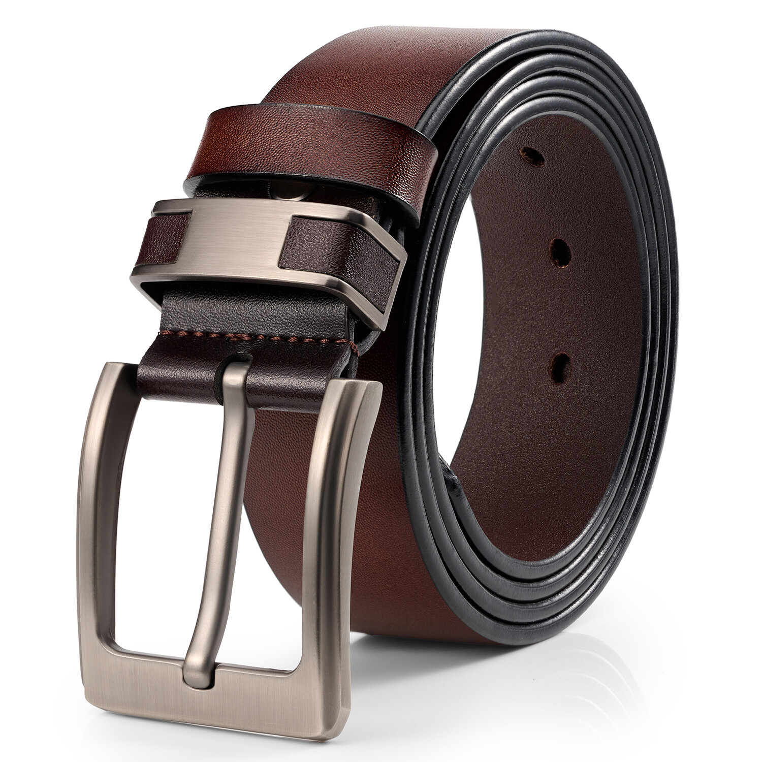 Mens Leather Belts Removable Buckle Width 1.3" Heavy Duty Casual Belts