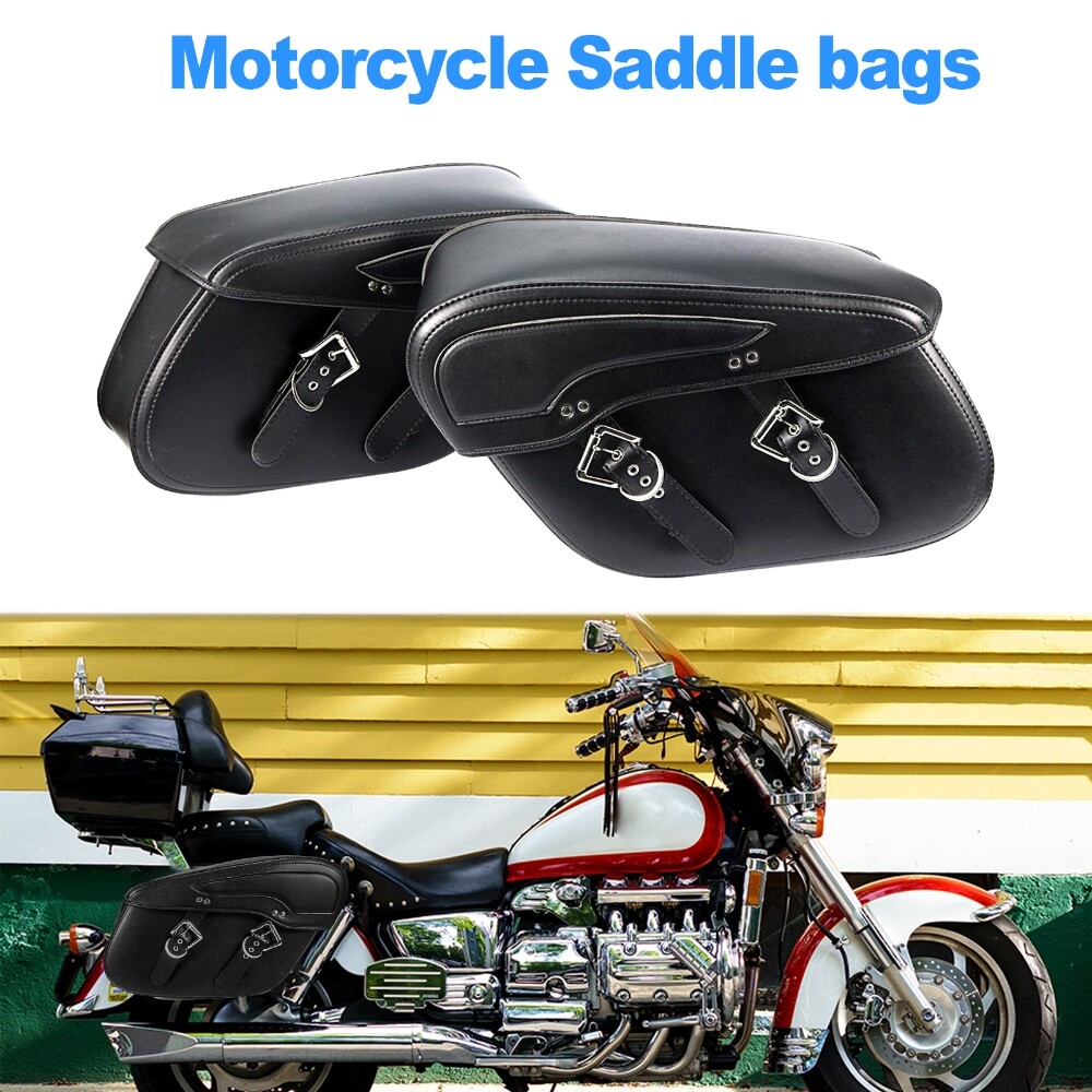 PU Leather Luggage Side Saddle Bags for Harley Touring Sportster XL883 1200 Dyna Models-image