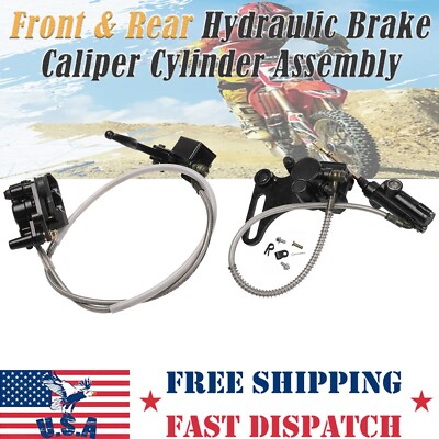Front Rear Hydraulic Brake Caliper Set For 50cc-125cc ATV & Dirt Bikes