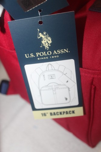 Polo Assn. Water-Resistant Backpack w/ Lunch Tote & Pencil Case in Red - Picture 3 of 12