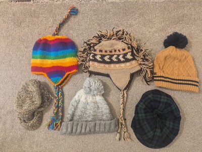 HATS BUNDLE X 6 Winter bobble Hat, Flat Cap, Knitted. Mens  display picture 3