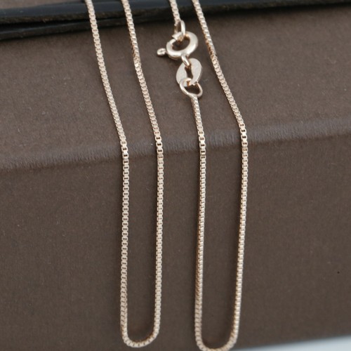 Cadena de caja GP 925 de plata esterlina sólida rosa 45 cm hecha en Italia - Imagen 3 de 4