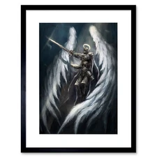 Painting Illustration Fantasy Medieval Warrior Knight Framed Wall Art Print