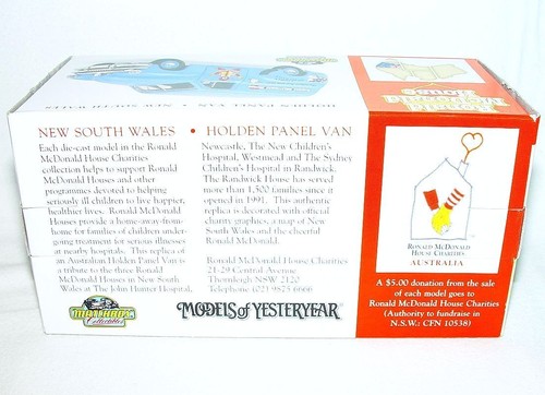 Matchbox MOY 1:43 HOLDEN FJ PANEL VAN RONALD McDONALD Car Code-1 YCH10-M MIB`97! - Picture 10 of 11
