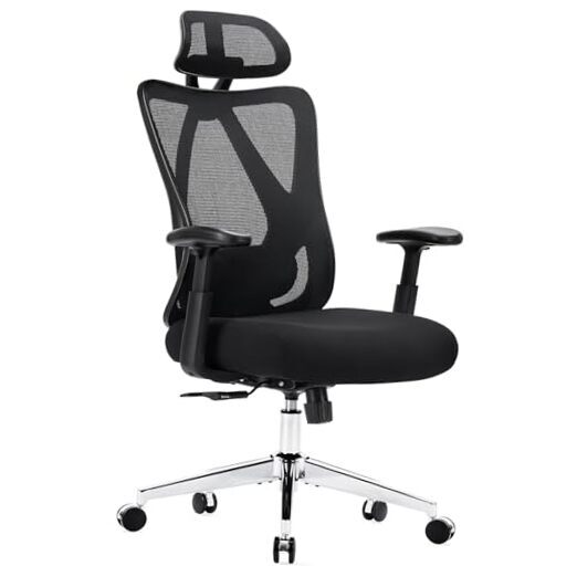 Ergonomic Office Desk Computer Chair, High Back Comfy Swivel Home Gaming Black